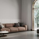 Modern beige interior with modern furniture, 3d render